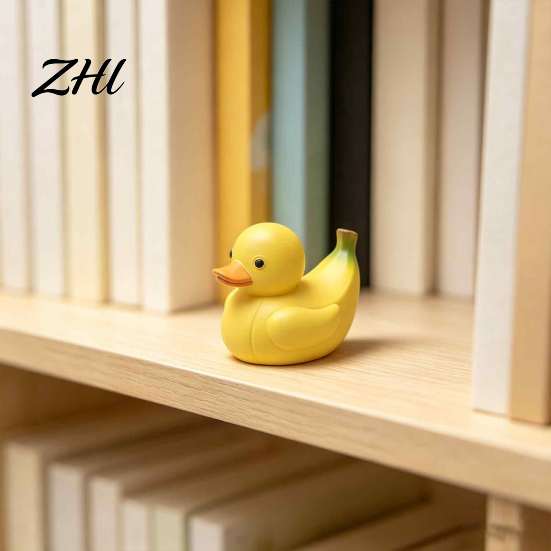 Unique Gifts for Friends Adorable Fruit Duck Figurine, Resin Apple Strawberry Peach Banana Sculpture, Mini Cute Desktop Ornaments Desk Decor