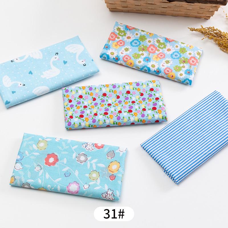 5pcs / Lot Printed Patchwork Cotton Fabric Doll Handmade Accessories Floral Fabrics for DIY