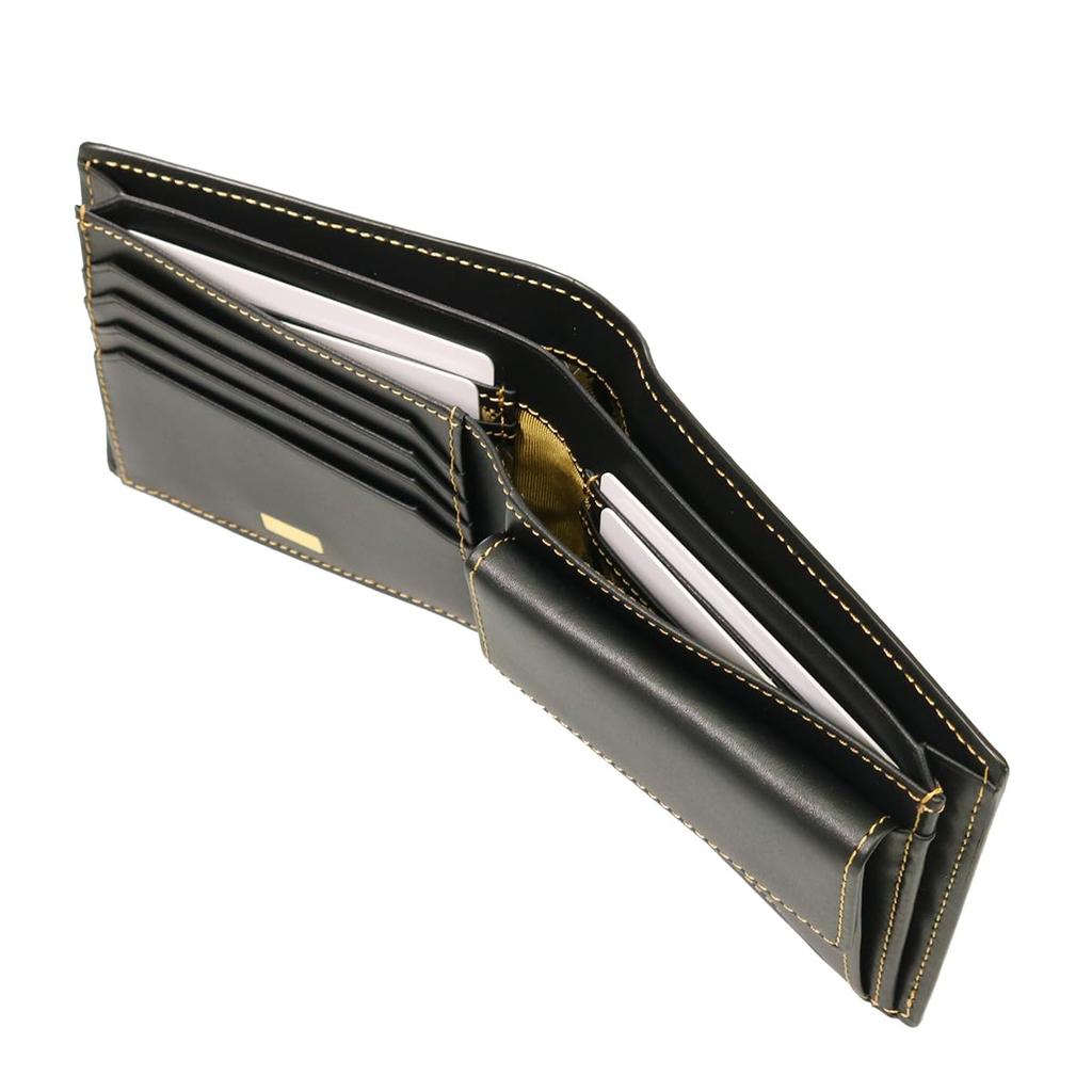 Кошелек двойного сложения из натуральной кожи Panama Custom Color Our Limited Black Gold 729624 Black x Gold [Takeokikuchi] Мужской [28]