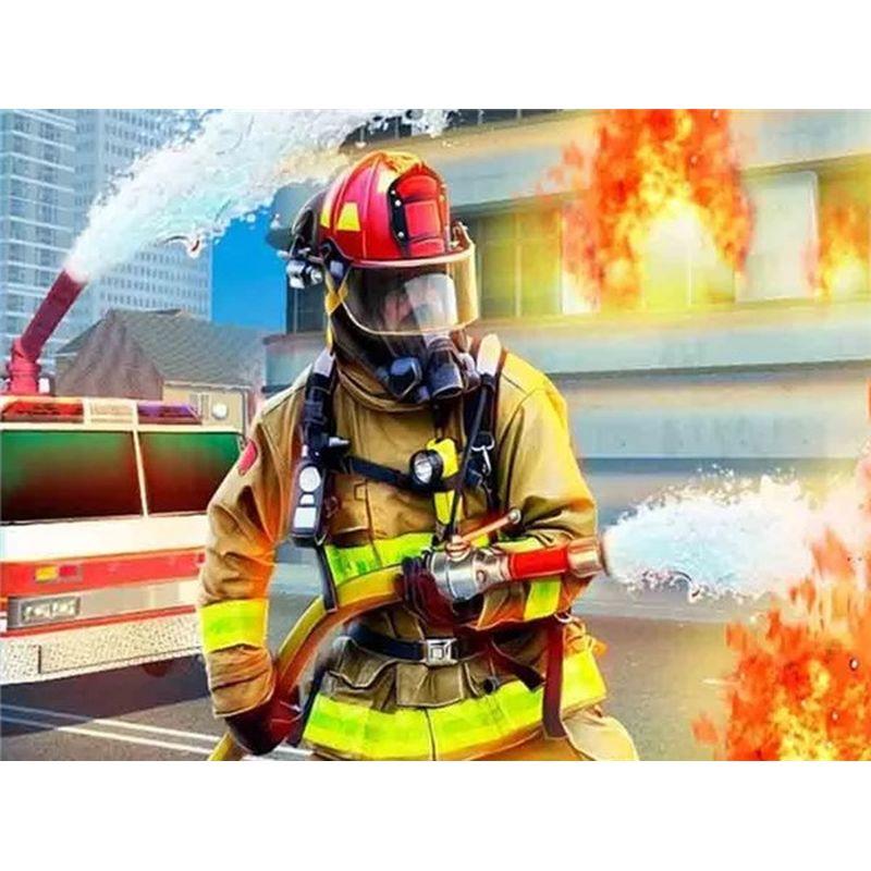 Fire Fighting Hero 5d Diamond Painting Full Drill Round Diamond Mosaic  Embroidery Handmade For Adult Children Gift
