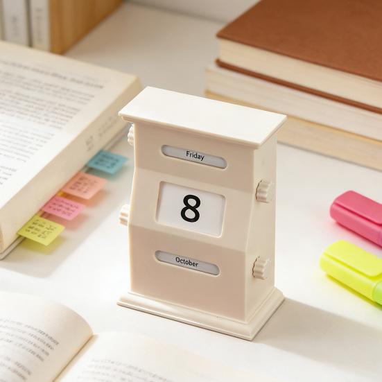 Вечный календарь в ретро-стиле, настольный календарь с вращающимся дисплеем, простая ручная настройка даты, месяца, дня, календарь