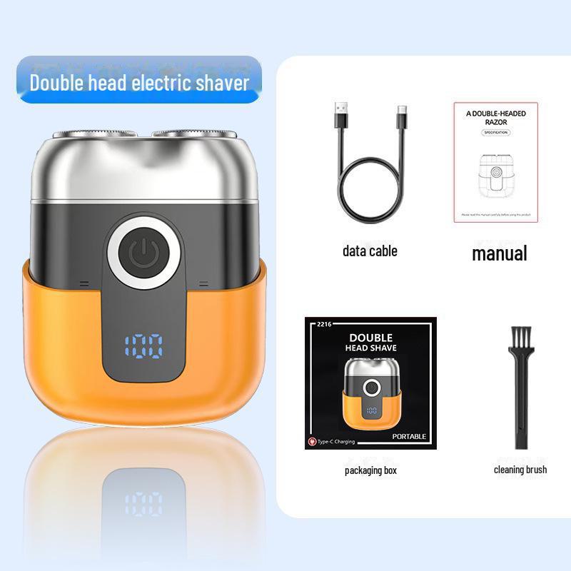 Двухголовочная аккумуляторная мужская портативная электробритва