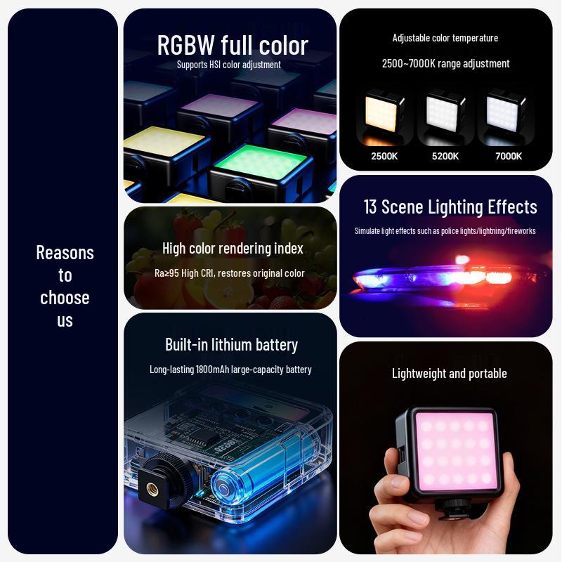 RGB Полноцветный Мини Портативный Светодиодный Зажим-Селфи для Телефона и DSLR Фотографии