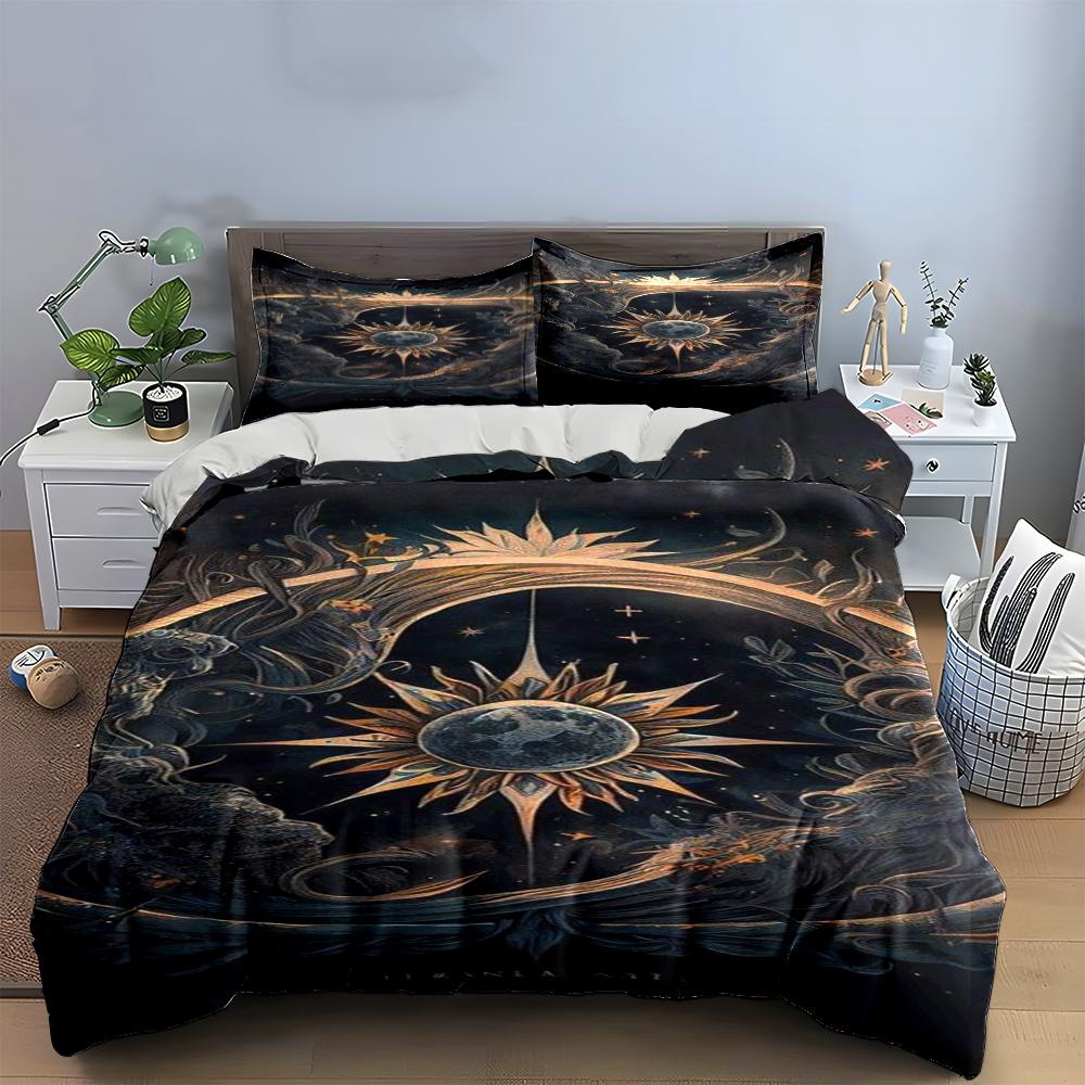 Ethereal Sun and Moon Galaxy Bedding Set Bedding set (1 duvet cover, 2 pillowcases, duvet not included)