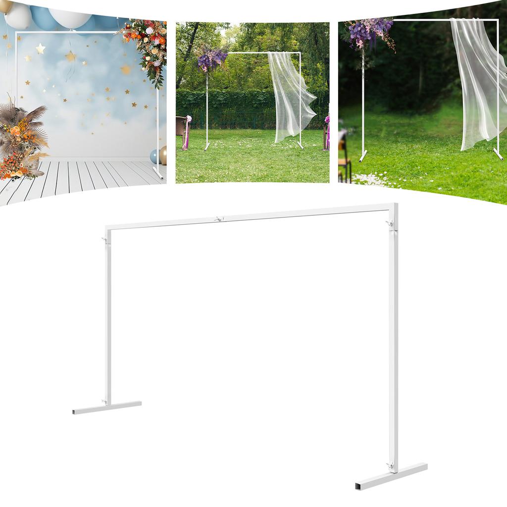 6.6x6.6FT Square Metal Wedding Arch Stand Flower Balloon Arch Stand Backdrop Frame Height Adjustable for Ceremony Party Decor