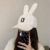 Милая плюшевая бейсболка с кроличьими ушками, женская креативная шляпа для осени и зимы, маленькая универсальная регулируемая кепка