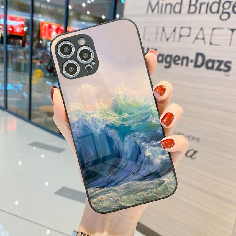 Крутой чехол для телефона с живописью для iPhone 14 13 12 11 Pro Max X XR XS 8 7 Plus, цветной чехол для телефона из жидкого стекла