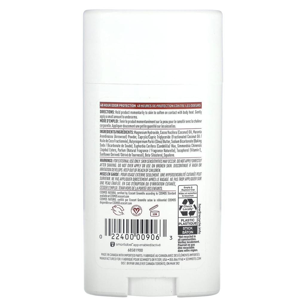 Schmidt's Natural Deodorant, Clean Coconut, 2.65 Oz (75 G)