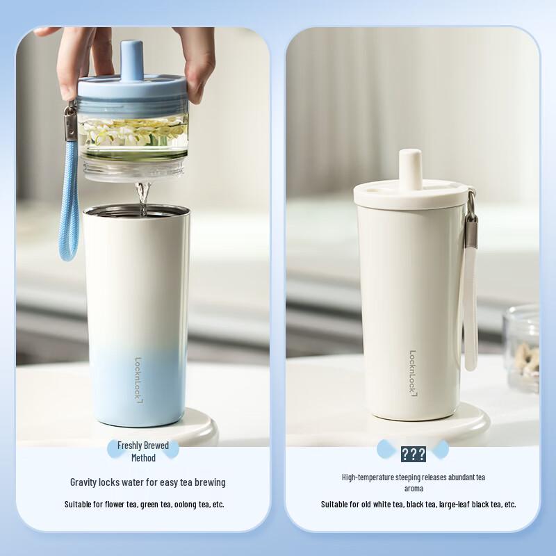 LocknLock 2025 Insulated Tea Infuser Straw Bottle
