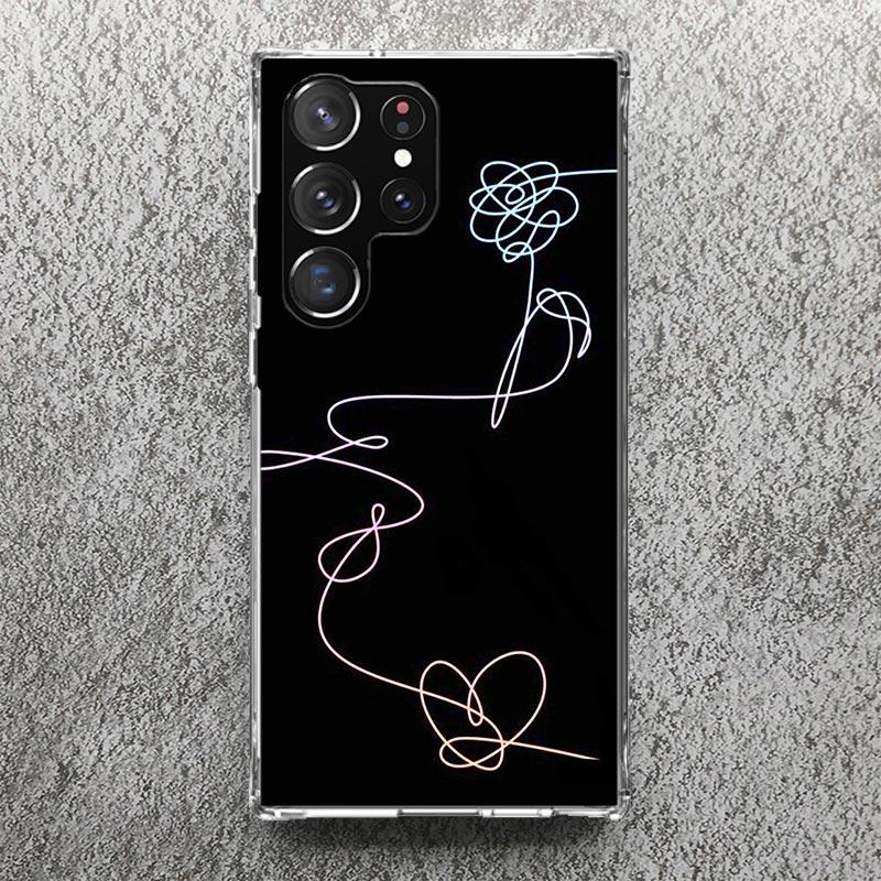 Люби Себя Цветочное Сердце Линия Kpop Чехол Для Телефона Для Samsung Galaxy S25 S24 S23 Ultra S22 Plus S21 S20 FE S10 + S25Ultra S24U Sof