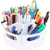 360° Rotating Acrylic Desk Organizer with 7 Removable Bins Multi Compartment Marker and Pen Holder for Office Supplies,Art Storage,Colorful Stationery