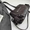 Кожаная сумка-тоут Женская модная сумка через плечо с передним карманом на молнии и регулируемым ремнем через плечо