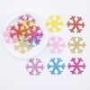 60Pcs 32mm Glitter Leather Snowflake Patches Scrapbooking DIY Stick On Flatback Decor Embellishment Accessories
