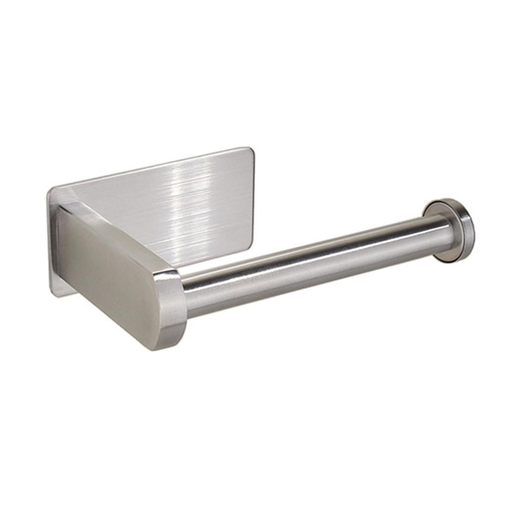 Hanging Toilet Paper Holder Paper Rack Stainless Steel Toilet Paper Roll Holder No Drilling Self-Adhesive Practical Roll Holder