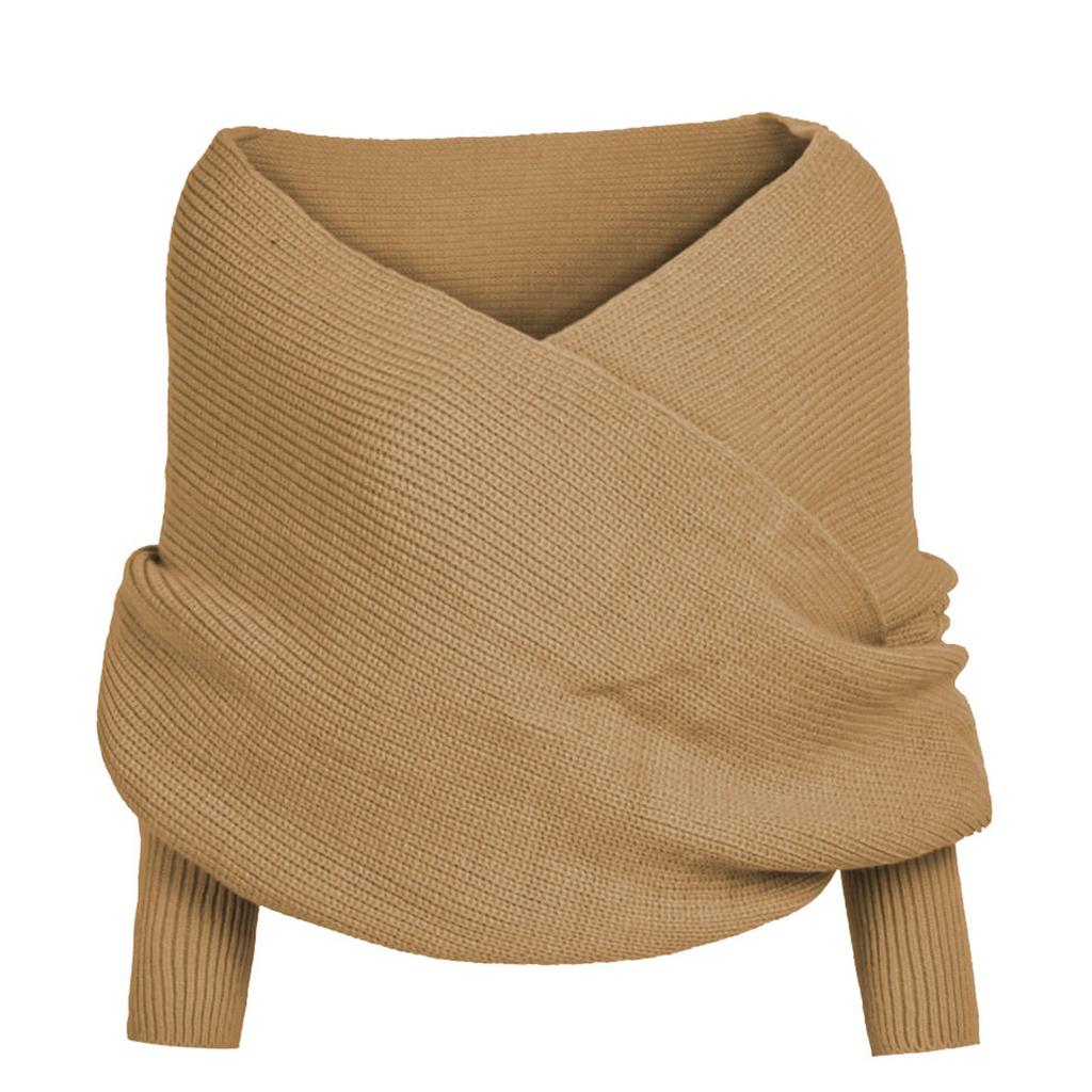 Женский Повседневный Однотонный Шарф с Рукавами Вязаный Крючком Длинный Мягкий Зимний Согревающий Шарф Многофункциональный Шаль