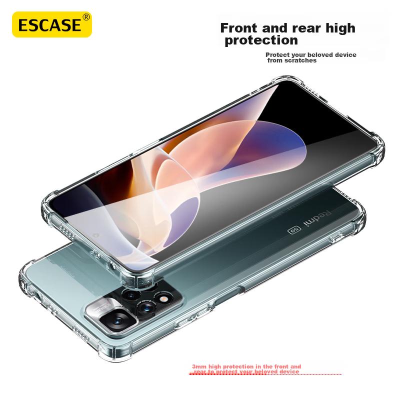 Phone Case for Redmi Note 11 Pro/11 Pro+, Full Protection Airbag Shockproof Soft (With Lanyard Hole), ES-IP9 Series Version, Translucent White