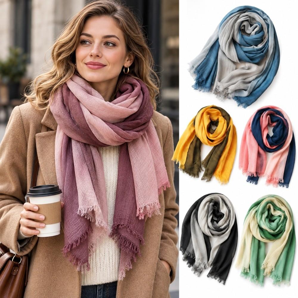 Lightweight Cotton Linen Scarf Tassel Fringe Shawl Wrap Soft Long Soft Shawl For Women Ladies