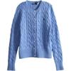 Polo Solid Color Single-Breasted Logo Long Sleeve Knit Sweater Women Sweater Blue 211971868009