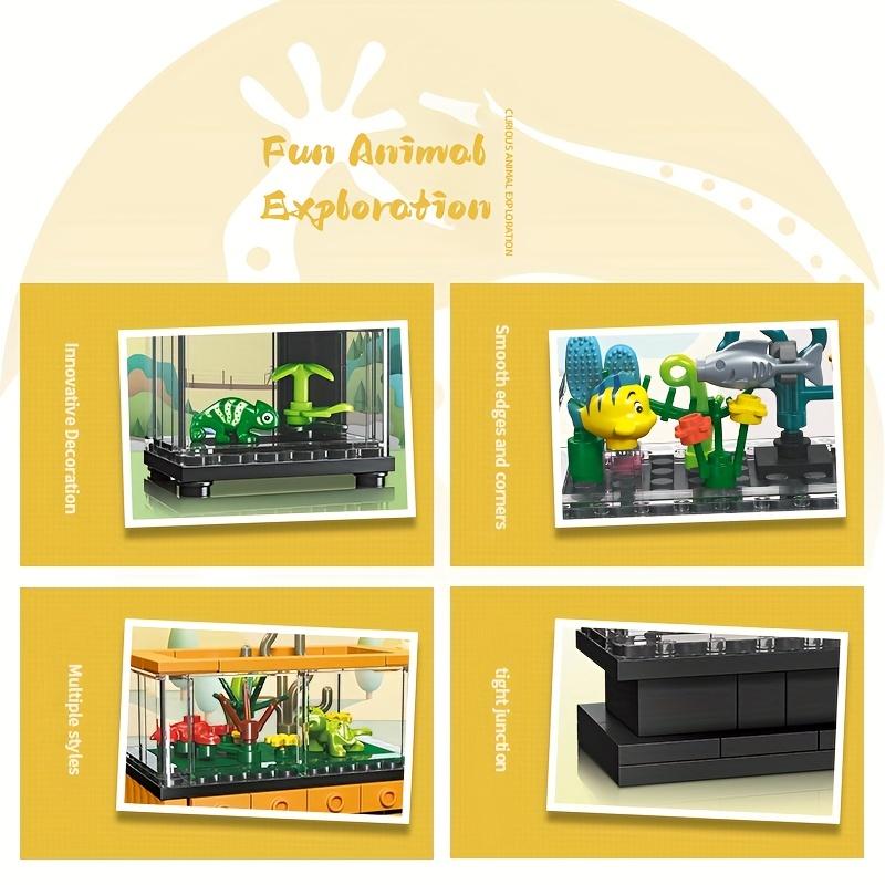 34 шт., декоративная коробка с изображением ящерицы, набор строительных блоков, мини-аквариум, серия, сборные кирпичи, сделай сам, детские развивающие рождественские подарки