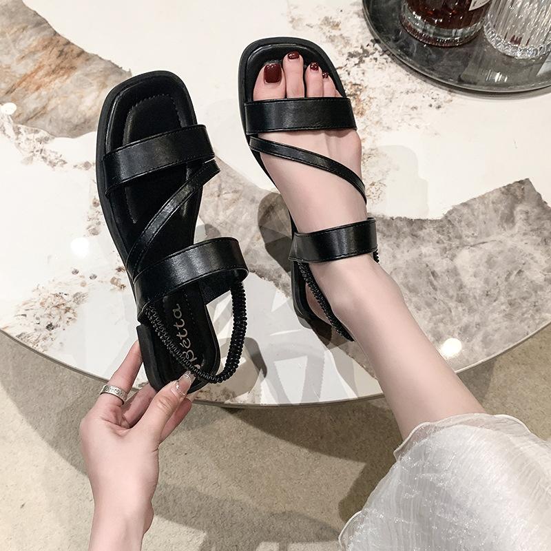 Модные трендовые сандалии на плоской подошве для женщин 2024 Новые повседневные, простые и универсальные пляжные модные римские сандалии Zapatos De Mujer