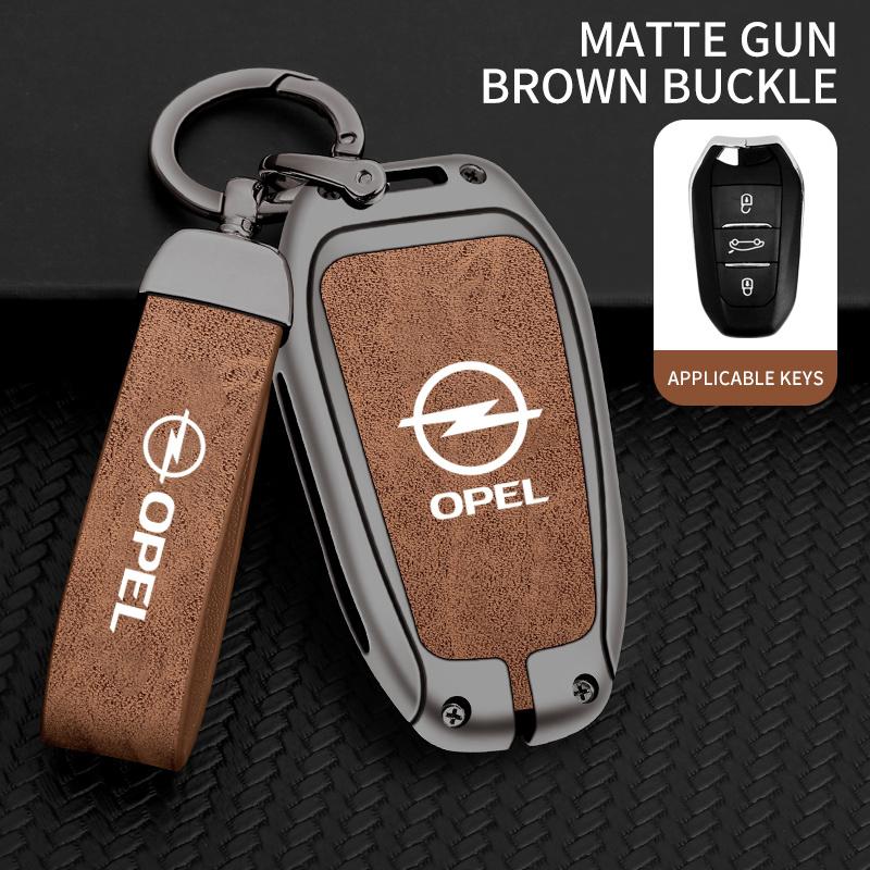 Кожаный Чехол-Оболочка Защитный Брелок из Цинкового Сплава для Умного Ключа Автомобиля Для Opel Mokka Corsa Astra Phev Grandland Hybrid 2025 Аксессуар