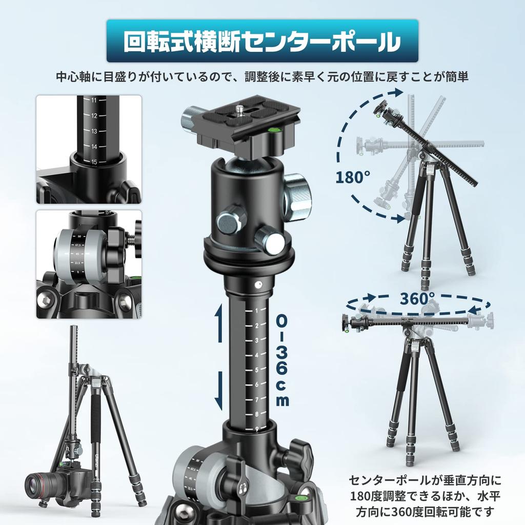 Ulanzi Camera Aerial Photography Tripod with Adjustable Center Axis Micro Telescopic Panoramic Quick Camera Tripod Boom for Rotating Center Aluminum