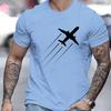 Men's Summer T-Shirts Fashionable Casual Sports Loose Airplane Pattern 3D Printed Tee Neck Short Sleeved Top
