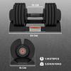 Adjustable Weights Kit with Dumbbell Holder and Non-Slip Grip, in Steel and ABS, 33x16x16 cm, Black