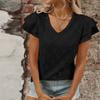Женская модная однотонная футболка с короткими рукавами и V-образным вырезом