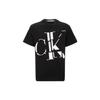 Round Neck Breathable Split Letter Print Short Sleeve T-Shirt Men Tops Black J321531-BEH
