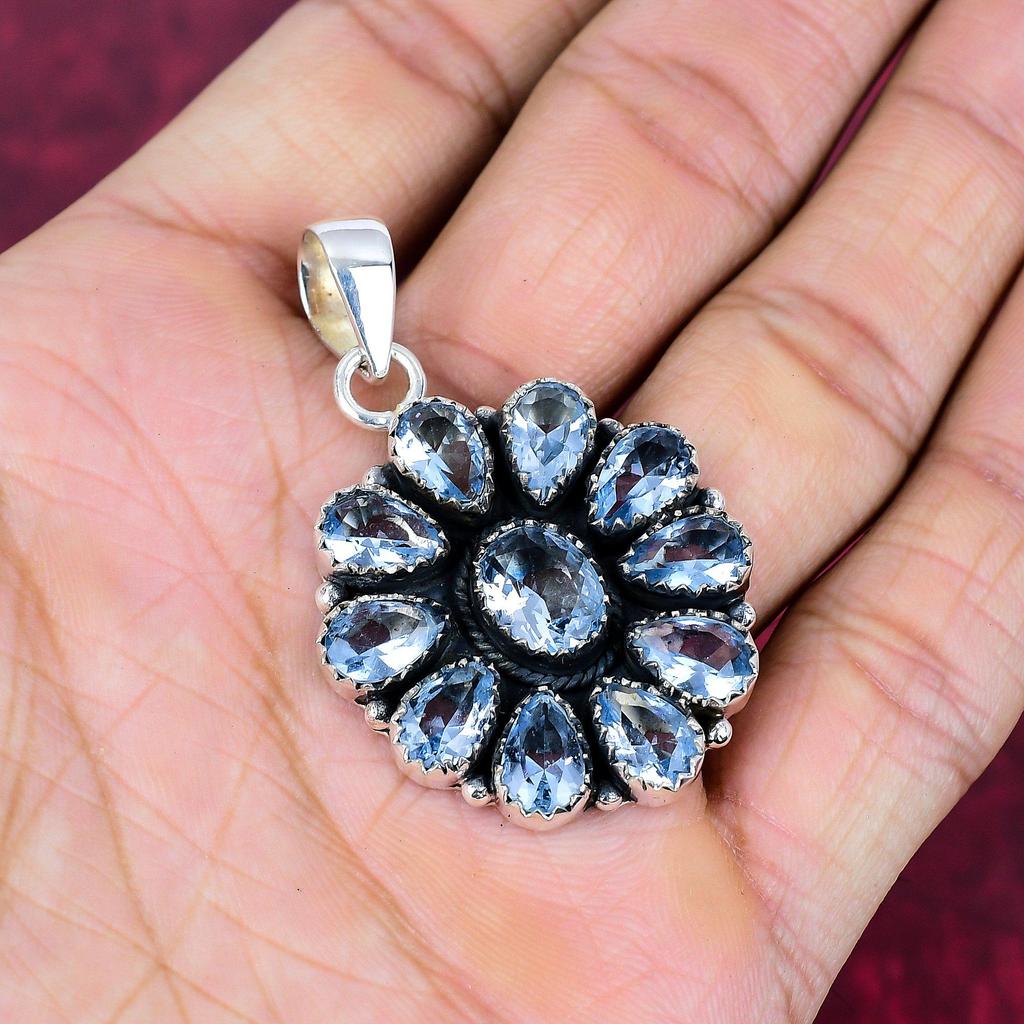 Подвеска из драгоценного камня ручной работы с танзанитом, подвеска из стерлингового серебра 925 пробы, антикварные ювелирные изделия, подвеска для подарка на помолвку