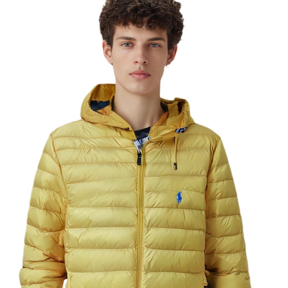 Polo Ralph Lauren Однотонная Стеганая Куртка-Толстовка с Капюшоном и Молнией с Вышивкой Логотипа Хлопок Мужские куртки Желтый 710829156-009
