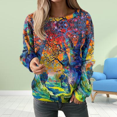 Осенняя женская мода с круглым вырезом и длинным рукавом, свободная одежда, персиковый цвет, весенний принт, футболка для девочек, уличная одежда