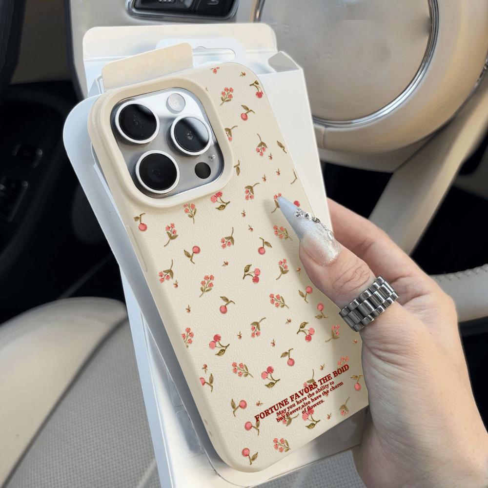 Flower Phone Case For iPhone 16 Pro Case for iPhone 11 12 13 14 15 Pro Max 16 Plus Silicone Soft Leather Texture Cover Fundas