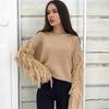 Autumn Tassel Decor Long Sleeve Loose Knit Sweater - European & American Fashion Style for Women