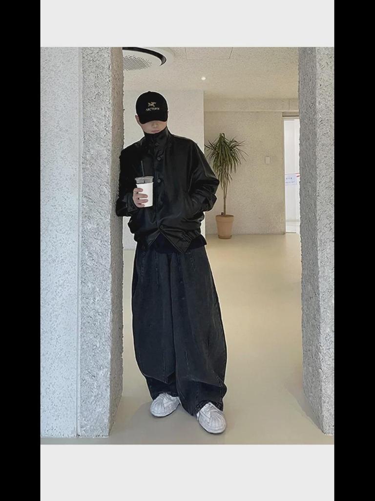 Мужские джинсы BJ Retro Washed Wide-Leg: Весна/Лето Свободные повседневные брюки в корейском стиле