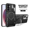 Slide Camera Lens Case For Samsung Galaxy Note20 Ultra 4G Magnetic Armor Hybrid Metal Ring Back Cover For M54 M53 M34 M33 M23 5G