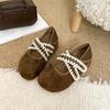 Shallow Bow Single Shoes Retro Mazhen Shoes 2025 Autumn New Cute Lazy One Pedal Light Beanie Shoes
