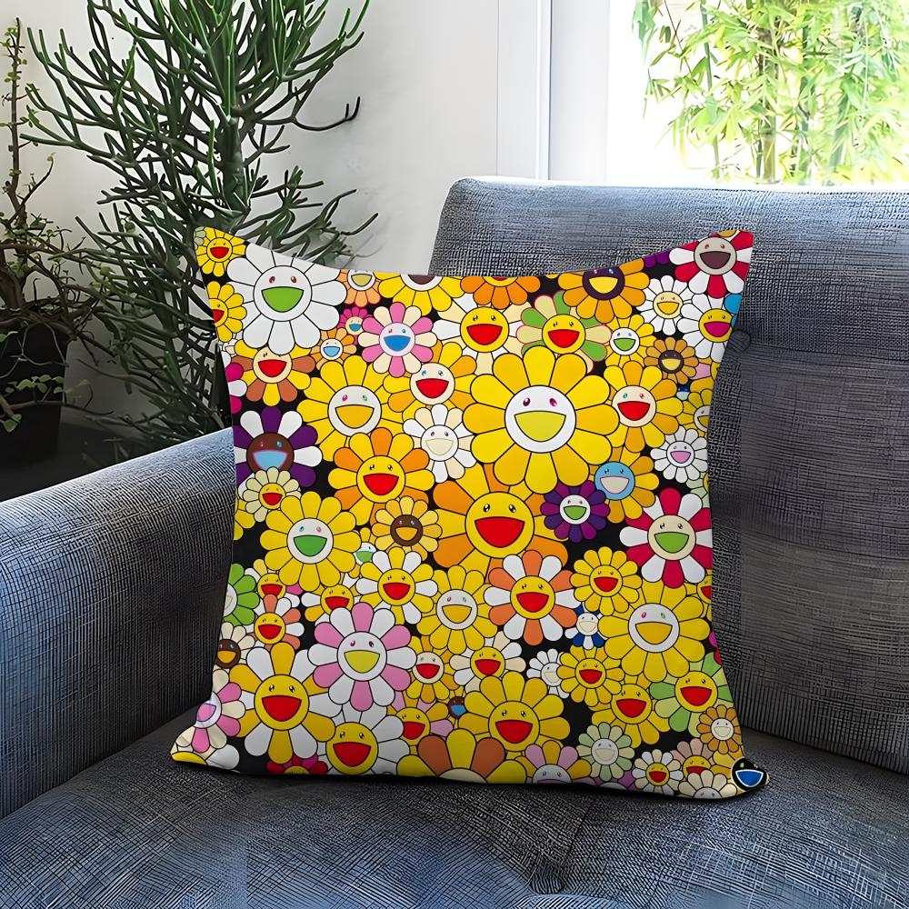 Подушка с принтом T-Takashi M-Murakami Удобная двусторонняя наволочка Идеально для автомобиля, дивана, спальни и многого другого