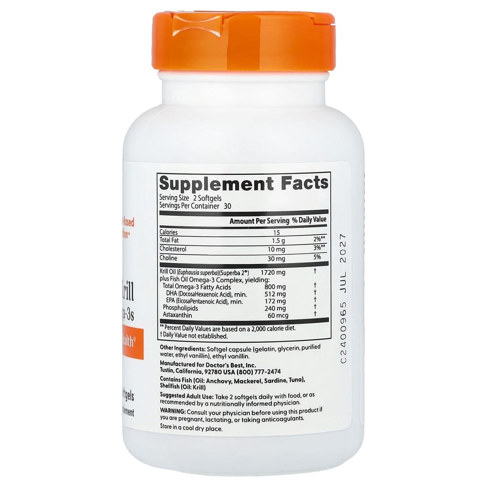 Doctor's Best Superba Krill Plus Omega-3 Softgels 60 Count