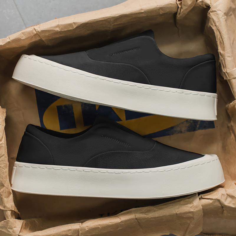 Fashion Men's Slip-On Canvas Shoes Platform Sole Breathable Anti-Slip Casual Walking Sneakers Men Lightweight Comfortable Autumn New