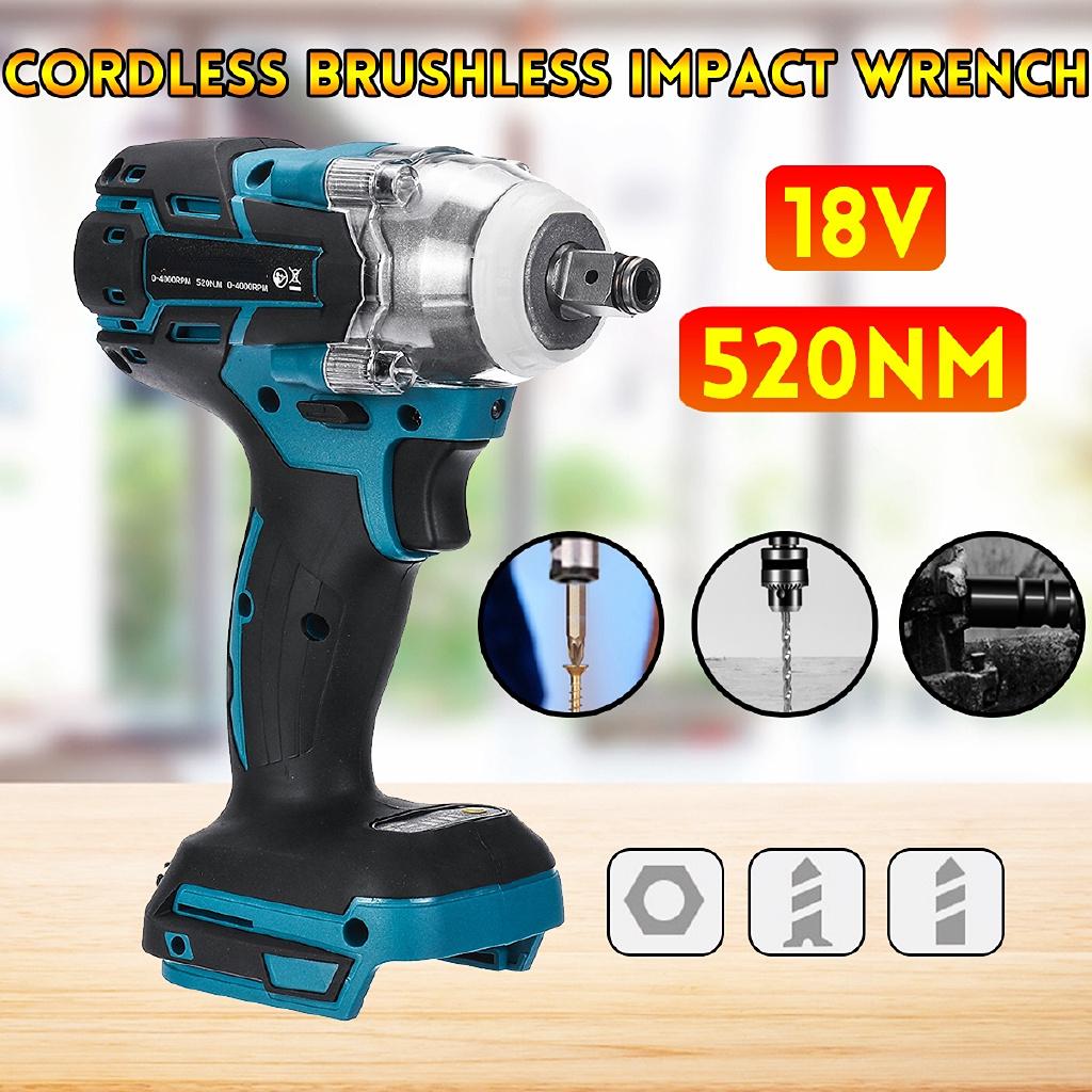 288VF 520Nm High Capacity Battery Electric Rechargeable Brushless Impact Wrench Cordless 1/2 Socket Wrench Power Tool for Makita Battery