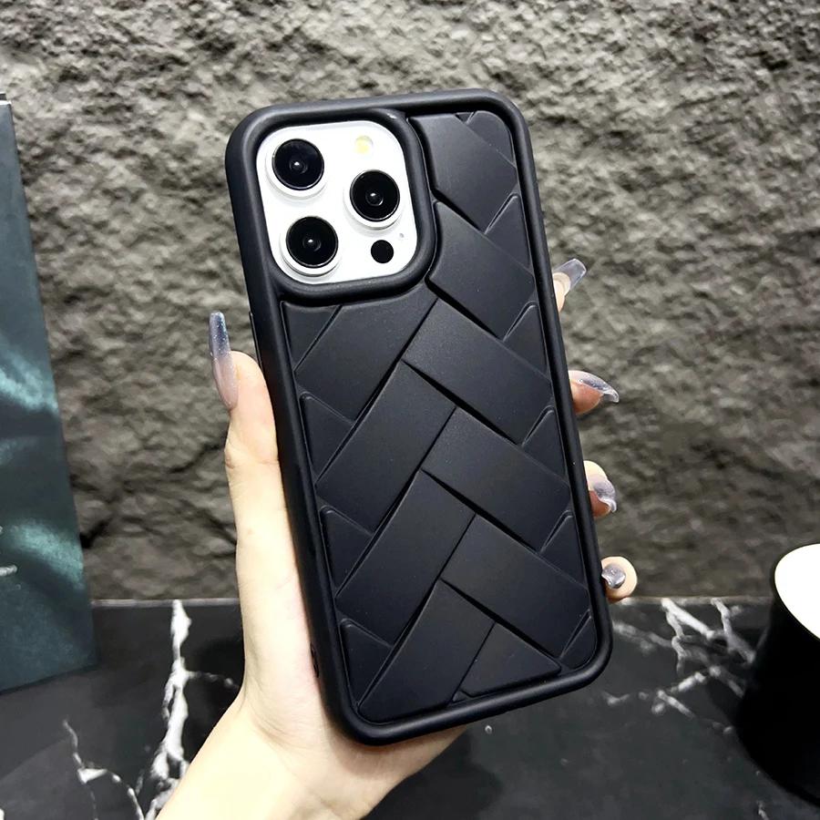 Роскошный тканый узорный чехол для телефона iPhone 16 Pro Max 15 Plus 14 12 11 Мягкие чехлы из ТПУ
