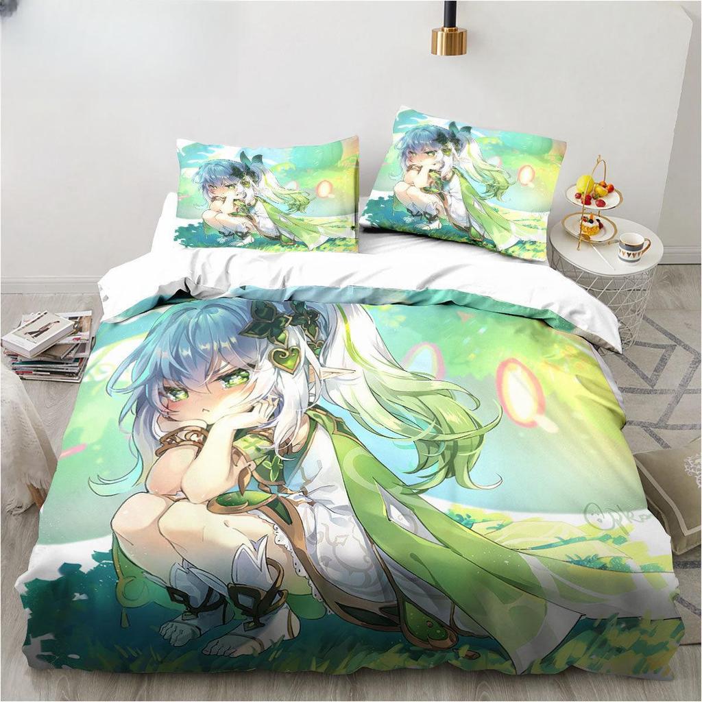 New Genshin Impact Nahida Kawaii Cute Cartoon Nahida King Twin Double Child Bedding Set Microfiber or Polyester Duvet Cover Set