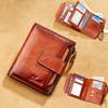 Men's Wallets RFID Genuine Leather Trifold Wallets for Men with ID Window and Credit Card Holder Man Purse Male Wallet Retro