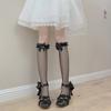 Japanese StyleJKMid-Calf Silk Stockings Women's Sweet Lace Calf Socks Summer Thin Bow Lolita Black Silk