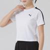 Puma T7 Color Block Slim Fit Sports Casual Crew Neck Short Sleeve T-Shirt Women Tops White 632925-02