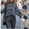 2025 Autumn Winter New Women's Blouse Long Sleeve Mock Neck Loose Fit European American Style Cross-Border