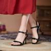 Новые открытые высокие каблуки женские тонкие каблуки маленькие размеры односложные пряжки простые сандалии женские универсальные модные большие размеры