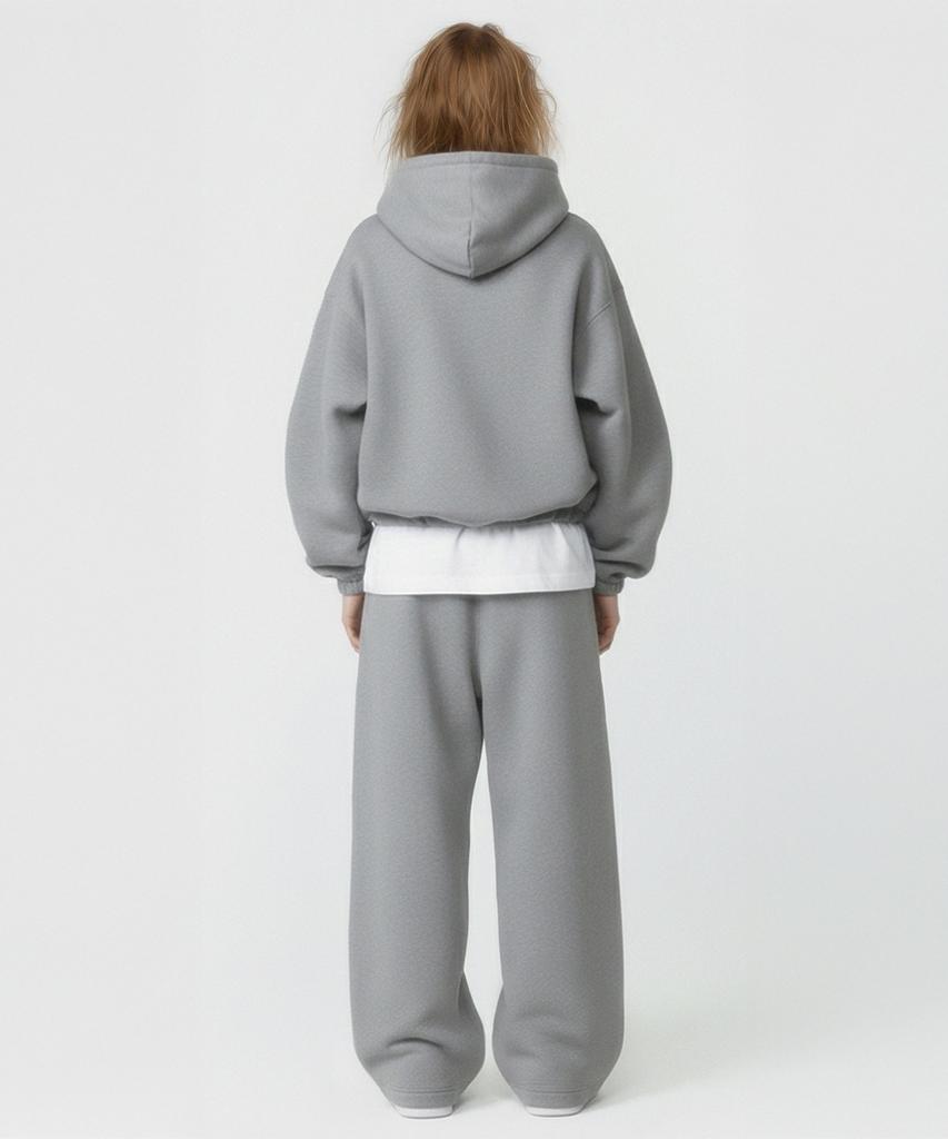 PRINOAR [Fleece Line Option] Statement String One-Pleat Wide Pants - Melange